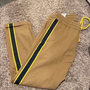 Dockers Men's Brown Joggers with Yellow and Black Stripes